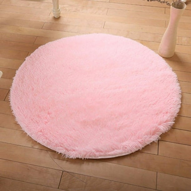 Round Shaggy Soft Rugs for Bedroom 5ft Diameter Beautiful Forest Red Deciduous Maple Leaf Road Landscape Fluffy Circle Area Rug Cozy Fuzzy Plush Floor Carpet for Living Room Kids Room 